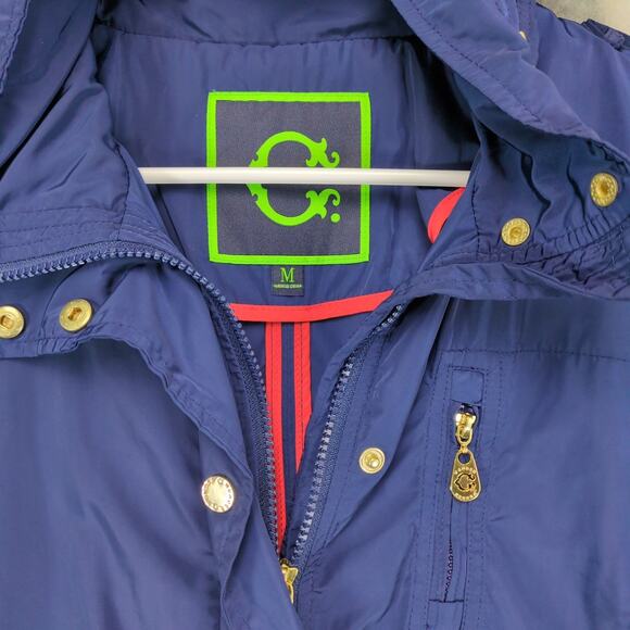 C Wonder Women's M Navy Full Zip Jacket w/ Hood, Gold Hardware, Coastal Preppy - Picture 2 of 6